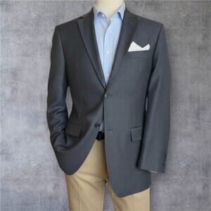COSANI Mens Blazer 42L WOOL Gray Sport Coat Two Button Suit Jacket
